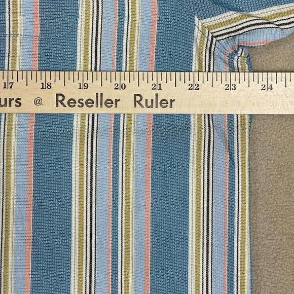 Tommy Bahama Button Up Shirt Adult Large Blue Striped Hawaiian Beach Silk Mens - Picture 5 of 10